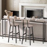 Set of 2 Round Bar Stools with Back