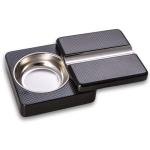 Compact Black Wood Cigar Ashtray with Steel Tray