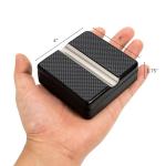 Compact Black Wood Cigar Ashtray with Steel Tray