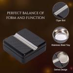 Compact Black Wood Cigar Ashtray with Steel Tray