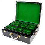 Wooden Poker Chip Case with Suit Symbols, Holds 500