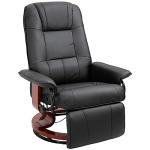 Black Faux Leather Recliner with Swivel and Footrest