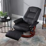 Black Faux Leather Recliner with Swivel and Footrest