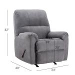 CANMOV Grey Rocker Recliner with Overstuffed Comfort