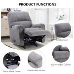 CANMOV Grey Rocker Recliner with Overstuffed Comfort