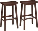 Walnut Saddle-Seat Barstool Set of 2