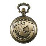 Bronze Poker Cards Quartz Pocket Watch Necklace Gift