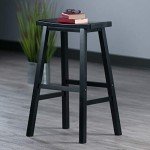 Black Solid Wood Saddle Seat Bar Stool - 29in