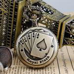 Bronze Poker Cards Quartz Pocket Watch Necklace Gift