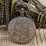 Bronze Poker Cards Quartz Pocket Watch Necklace Gift