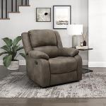 Brown Microfiber Manual Recliner Sofa Chair