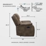 Brown Microfiber Manual Recliner Sofa Chair