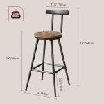 Set of 2 Rustic Bar Stools with Footrest