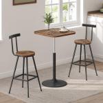 Set of 2 Rustic Bar Stools with Footrest
