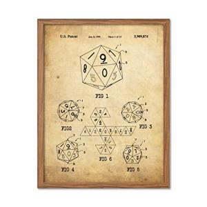 Vintage D20 Dice Art Print for Game Room