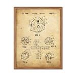 Vintage D20 Dice Art Print for Game Room