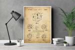 Vintage D20 Dice Art Print for Game Room