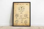 Vintage D20 Dice Art Print for Game Room