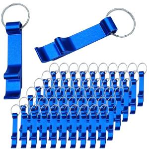 100 Pcs Blue Aluminum Bottle Opener Keychains