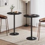 Flamaker Black Round Bistro Pub Table Set