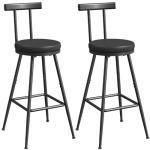 Set of 2 Adjustable Bar Stools with Backrest
