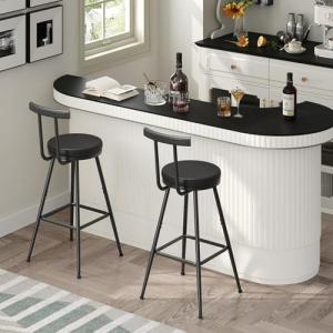 Set of 2 Adjustable Bar Stools with Backrest