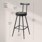 Set of 2 Adjustable Bar Stools with Backrest