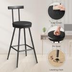 Set of 2 Adjustable Bar Stools with Backrest