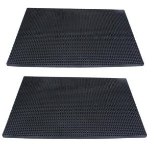 2 Pack Black Rubber Bar Mats - 18" x 12