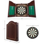 Walnut Finish Dartboard Cabinet Set for Man Cave