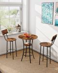 CHOEZON Rustic Round Bar Table with 2 Tiers