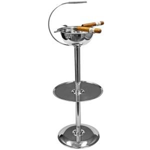 Windproof Silver Cigar Ashtray with Accessory Tray