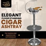 Windproof Silver Cigar Ashtray with Accessory Tray