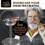 Windproof Silver Cigar Ashtray with Accessory Tray