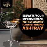 Windproof Silver Cigar Ashtray with Accessory Tray