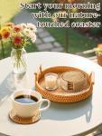 Handmade Rattan Coasters with Holder - 6 Pack