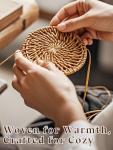 Handmade Rattan Coasters with Holder - 6 Pack