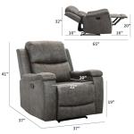 CANMOV Classic Leather Recliner with Cup Holders