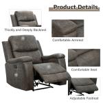 CANMOV Classic Leather Recliner with Cup Holders