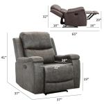 CANMOV Classic Leather Recliner with Cup Holders