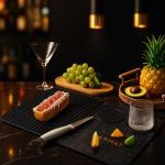 Tioncy Bar Mats and Folding Cocktail Mat Set