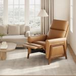 COLAMY Leather Push Back Recliner Chair - Camel