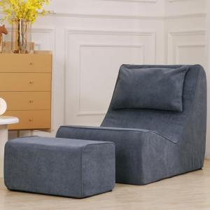 Giant Bean Bag Chair with Neck Pillow & Ottoman
