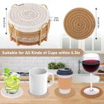 Woven Cotton Coaster Set with Holder - Yellow