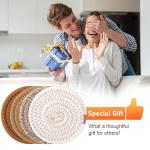 Woven Cotton Coaster Set with Holder - Yellow