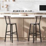 Set of 2 Round Bar Stools with Back