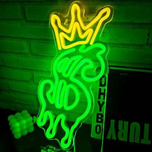 Neon Dollar Sign Light for Man Cave Decor