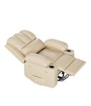 Beige Leather Recliner Chair with Cup Holders