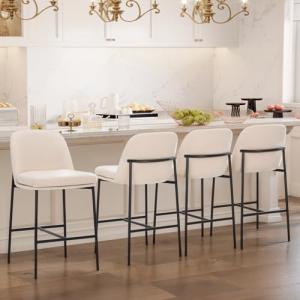 Modern Fabric Counter Height Bar Stools - Set of 4