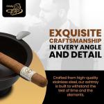 Windproof Stainless Steel Cigar Ashtray with Stirrups